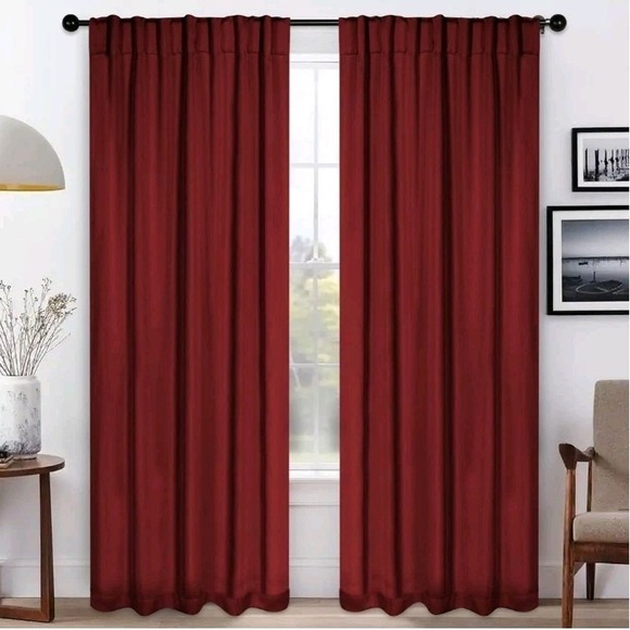 The Unbranded Brand Other - 3 panels Faux SILK BLOCK OUT CURTAINS Textured 42x81.5 Rod Sleeve